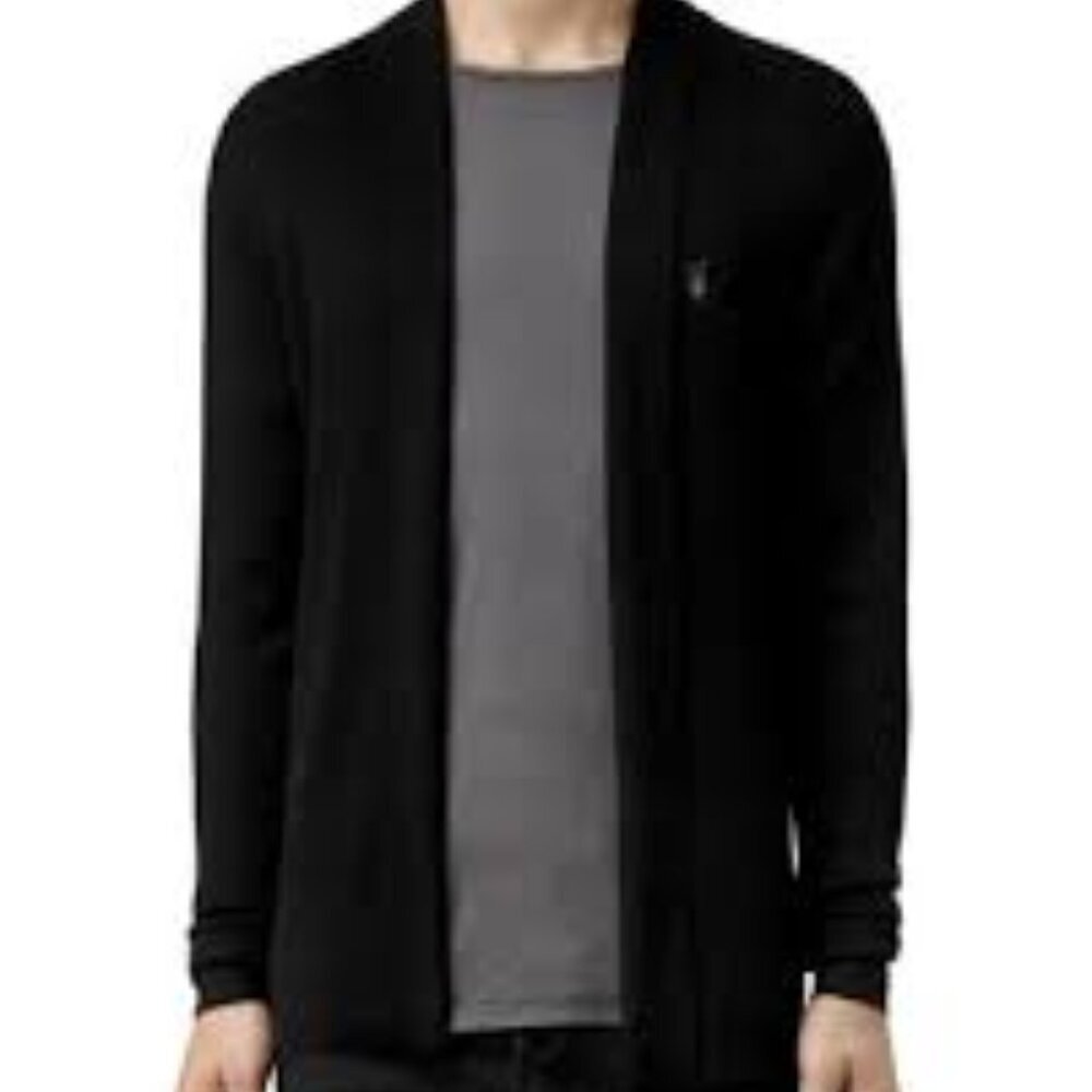AllSaints Mode Merino Ramskull Open Cardigan | Size Medium